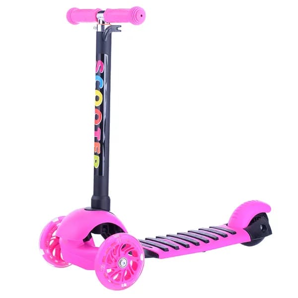 UralToys Самокат детский трехколесный, с раздвигающимся рулем (62-90 см.) Рост 90-110 см, 2-4 года, U027751Y розовый, со светящимися колесами, в коробке