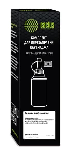 Тонер Cactus CS-RK-CE285A черный, флакон, в упаковке 1 x 85грамм, для принтера HP LJ P1005/M1120/P1606w; Pro M125nw/M127fw/