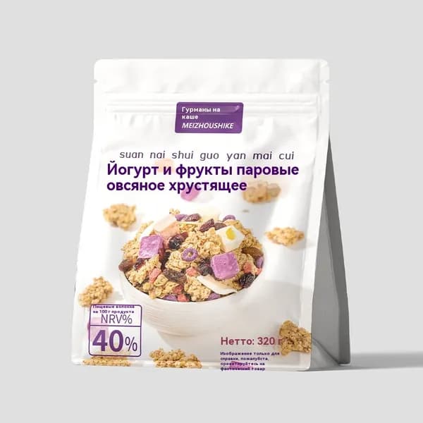 Йогурт, орехи, фрукты, овсяные хлопья