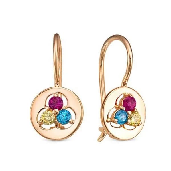 Серьги детские с фианитом из золота