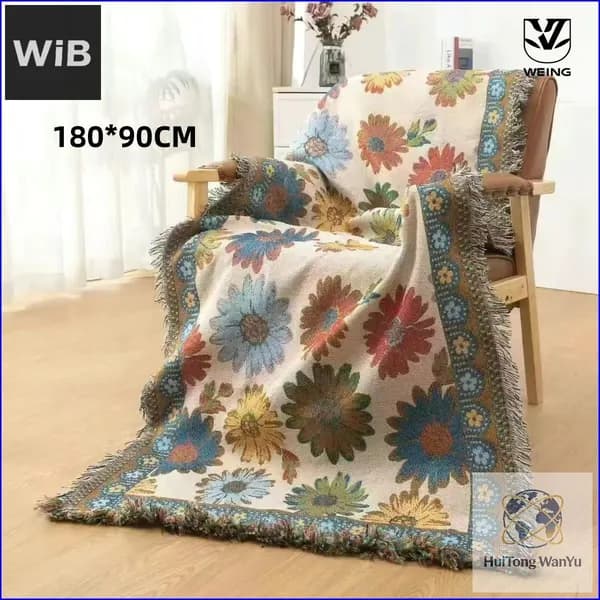 Плед 90x180 см хлопок двусторонний, новогодний цветы желтый