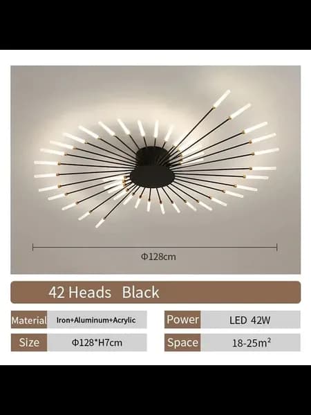 Потолочный светильник LED черный или золотой 12 голов Black