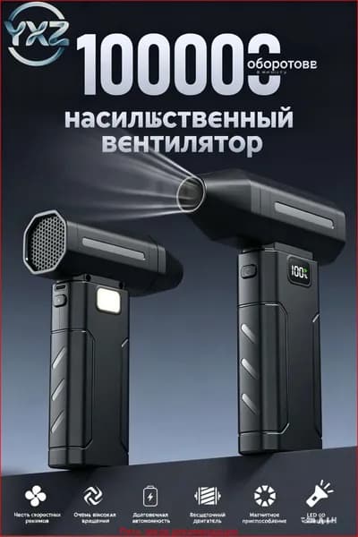 Фен для розжига углей с аккумулятором / воздуходувка для костра с встроенным фонариком / вентилятор для гриля и барбекю