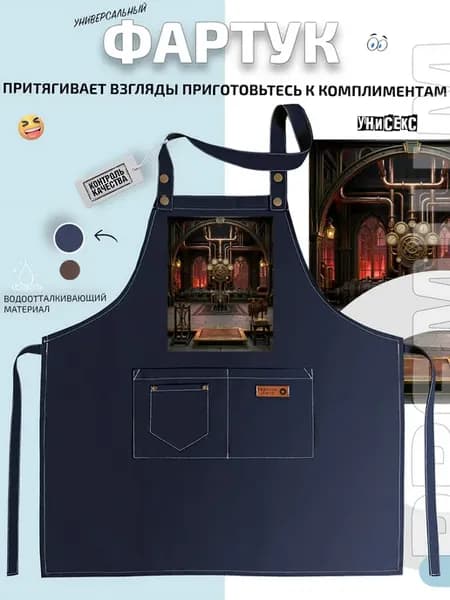 Фартук паровая машина с манометрами в стиле стимпанк