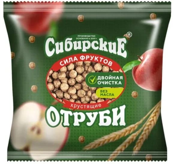 Отруби Сибирские "Хрустящие" сила фруктов 100 гр, Сибирская клетчатка