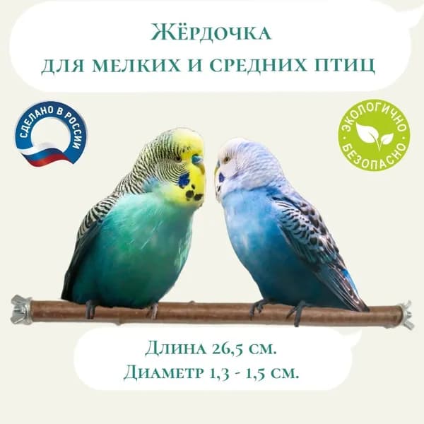 Деревянная жёрдочка для птиц 26,5 см.