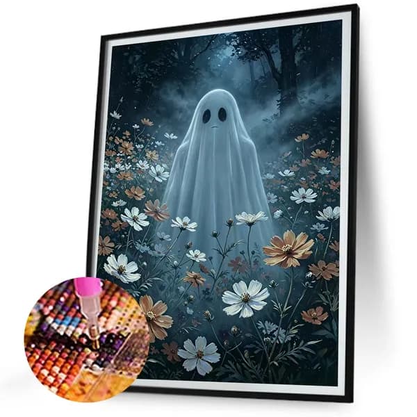 Диамантная картина Flower Ghost Абстракция 30 40 см из акриловых камней на холсте