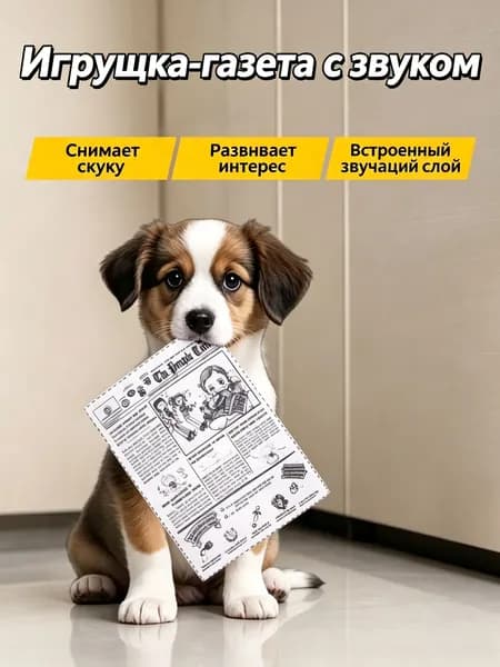 Шуршащая игрушка Газета-шуршалка для собак и кошек, интерактивная развивающая игрушка без наполнителя, прочная антистрессовая грызунка для щенков, мелких и средних пород