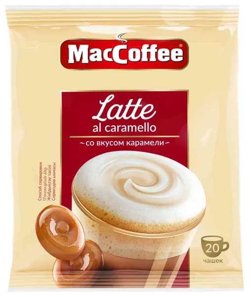 Кофейный напиток 3 в 1 MacCoffee Latte со вкусом Карамели, 20 22 г, 1 уп