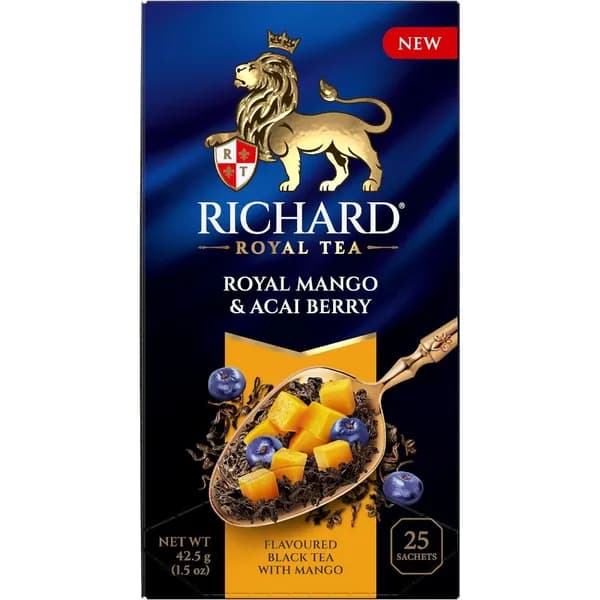 Чай в пакетиках Richard Royal с кусочками манго и ароматом ягод асаи, черный, 25 шт