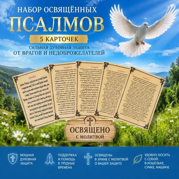 Защитные псалмы, освещенные карманные ламинированные молитвы-5шт, поддержка в борьбе, от недоброжелателей