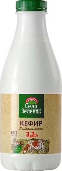 Кефир СЕЛО ЗЕЛЕНОЕ 3,2%, без змж, 930г3шт