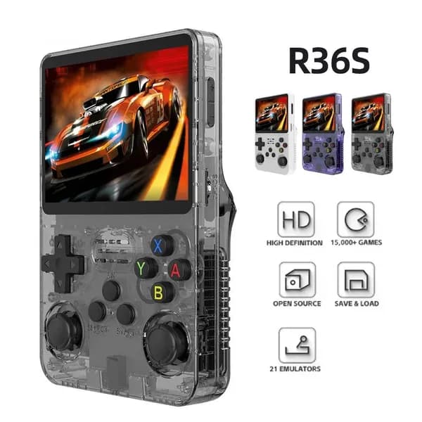 Retro Кабельная консоль видеоигр R36S Двойная система 3.5 - дюймовый IPS экран Портативный портативный видеоплеер 64G/128G Дополнительно