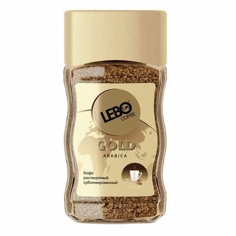 Кофе растворимый LEBO Gold 100 г, стеклянная банка, сублимированный