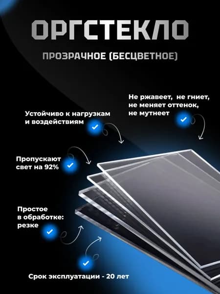 Оргстекло листовое 200x200x2 мм.