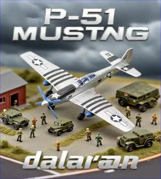 Качественный сборный пластиковый набор военного самолета P51 Mustang в масштабе 1/48, выпущенный Dalaran, без использования клея.