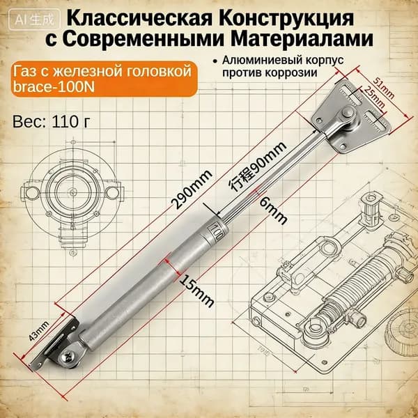 Термопривод для теплиц1201 х 47мм, Металл, 1 шт