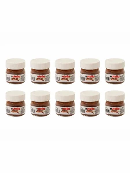 Набор 10 шт х 25 г Nutella паста шоколадная для всей семьи (Германия), мини-баночки, удобный формат порций, с фундуком и какао, кремовая текстура, шоколадно-ореховый вкус