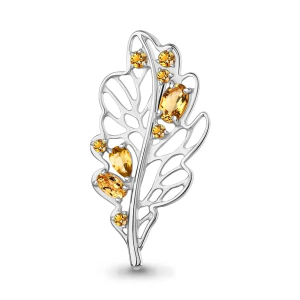 Серебряная брошь DIAMANT-ONLINE с цитрином 925 пробы