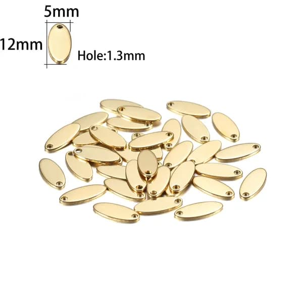Брелок-подвеска для бирки из нержавеющей стали, овальный, 5*12mm, 20 шт, Цвет золотой