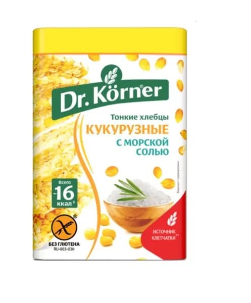 Dr. Korner Хлебцы Кукурузные с морской солью, 100г