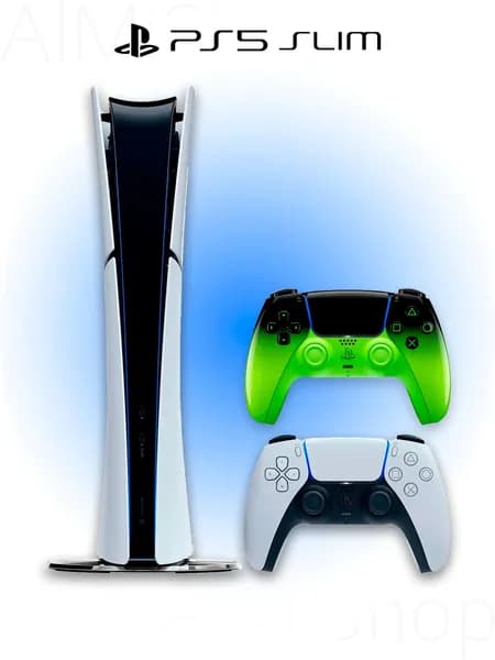 Игровая приставка Sony PlayStation 5 Slim Digital (БЕЗ ДИСКОВОДА) + 2 геймпад (зелено-черный, Remix Green)