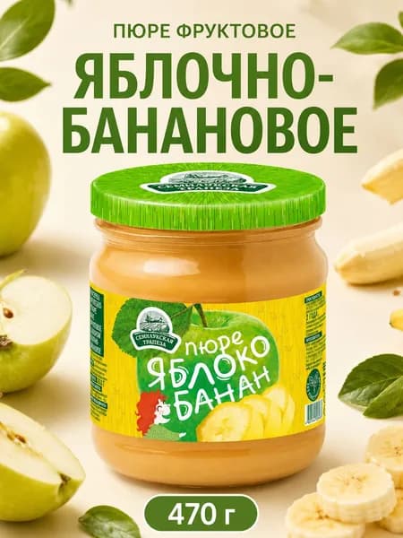 Пюре фруктовое Яблочно-банановое 470 грамм, 1 банка