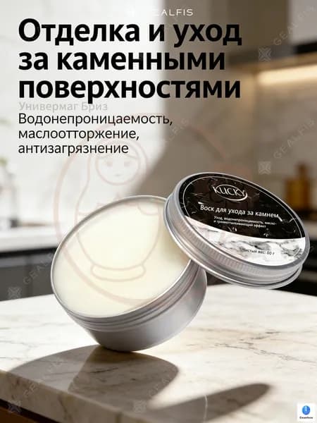 Водоотталкивающий воск для камня в ванной 25 г, защита от налета и влаги. Полироль для подоконников, мраморной плитки и раковин, гидрофобный
