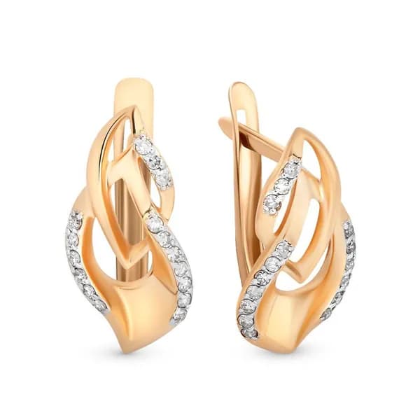 Серьги женские с бриллиантами из красного золота 585 пробы 585GOLD