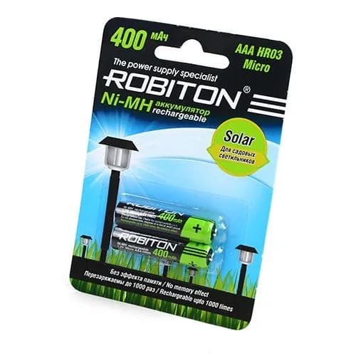 Аккумуляторы Ni-МН емкостью 400 мАч размера ААА/HR03 Robiton 400MHAAA-2 2 шт. в компл.