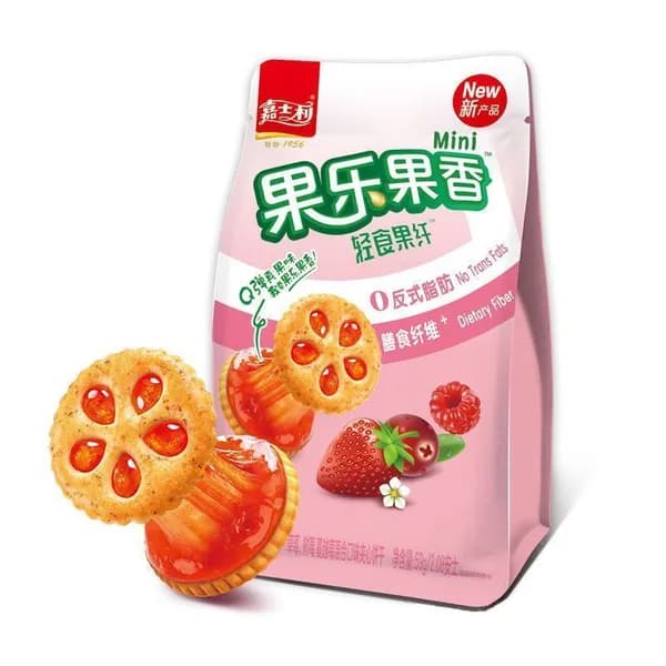 Цзя Ши Ли <Трёхягодный вкус> Фруктовое печенье-сэндвич 59 г