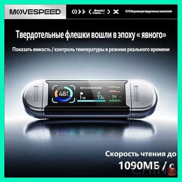 флеш-накопитель с экраном и двойным интерфейсом тип-с, скоростная переносная память большого объема, стильный и компактный(128 ГБ)