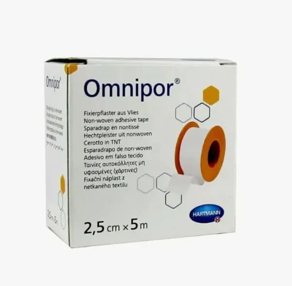 Пластырь Омнипор (Omnipor) фиксирующий из нетканого для пациентов с чувствительной кожей 2.5см х5м, 900437