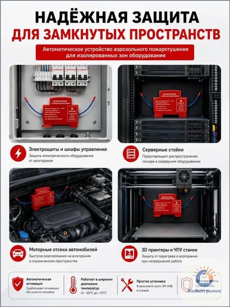 1PCS Самосрабатывающий аэрозольный огнетушитель для электрощитов, серверов и автомобиля / Автоматическая система пожаротушения компактная, срок службы 10 лет