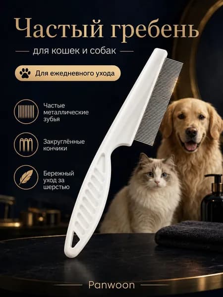 Расческа для кошек, гребень для собак, щетка для вычесывания шерсти, чесалка, дешеддер от клещей и блох, цвет белый