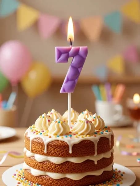 Свеча цифра 7, сиреневый лед, высота свечи 5см, для торта, День рождения