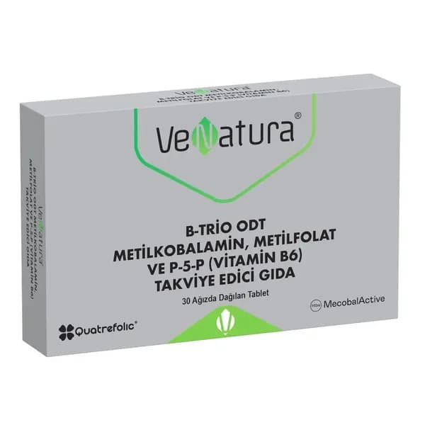 VeNatura B-Trio ODT Metilkobalamin, Metilfolat ve P-5-P (Vitamin B6) Takviye Edici Gda / ВеНатура B-Trio ODT Метилкобаламин, метилфолат и P-5-P (витамин B6) Пищевая добавка