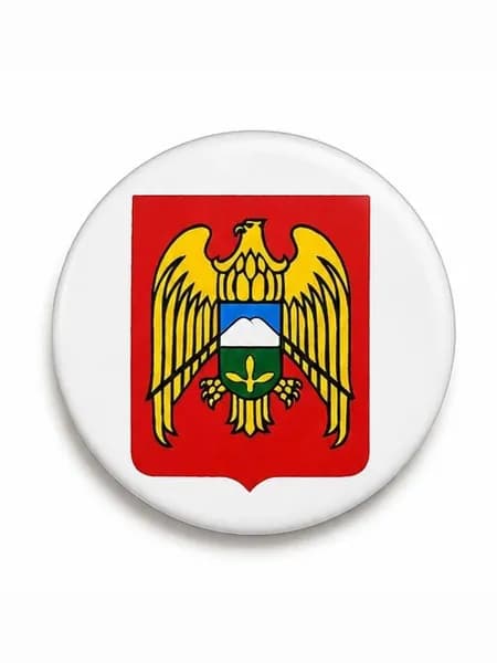 Магнит 58 мм Герб Кабардино-Балкарская Республика, закатной, металлический