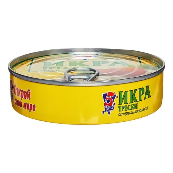 Икра трески 5 Морей стерилизованная 160 г