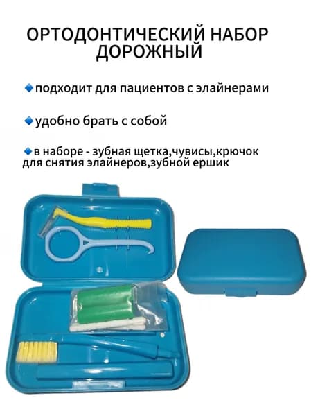 Дорожный гигиенический набор, для элайнеров (голубой)