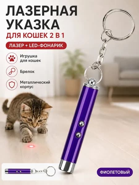 Лазер для кошек 2в1 с фонариком, интерактивная игрушка для питомцев, металлический брелок-указка с красным лучом и белым светом