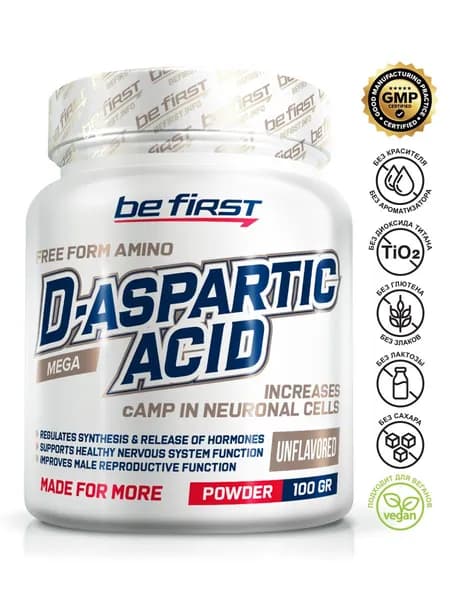 Д-аспарагиновая кислота мега Be First D-Aspartic Acid Mega powder 100 гр, натуральный вкус