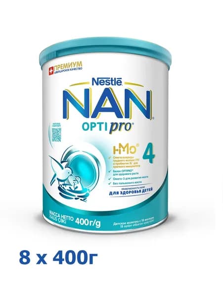 NAN 4 OPTIPRO Сухой молочный напиток с 18 мес. 400г, 8 шт.