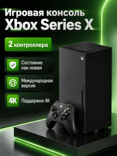 Игровая консоль Xbox Series X, 1 ТБ, черная, с двумя контроллерами, 99% новизны