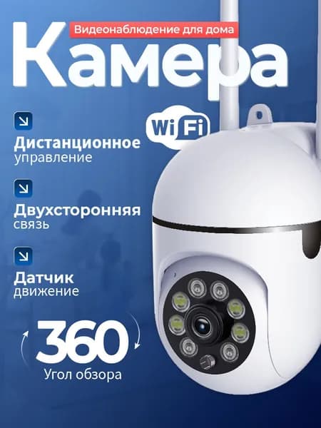 Камера видеонаблюдения wifi для дома видеокамера поворотная с датчиком движения