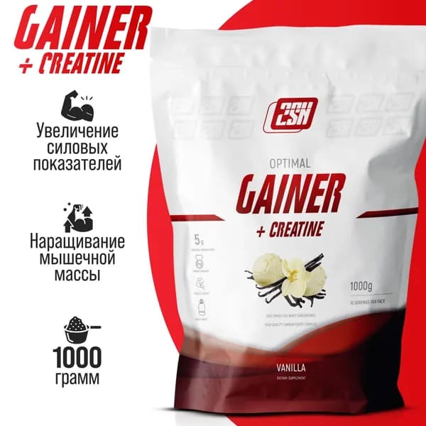 Гейнер для набора массы с добавлением креатина 2SN Gainer + Creatine высококалорийный коктейль 1000 г (Ваниль)