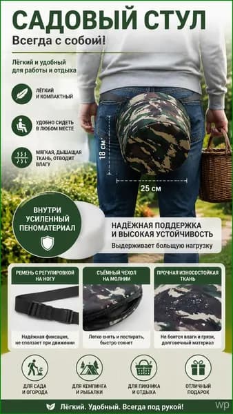 Садовый стул, ABS пластик, 25х25х18 см, 1 шт