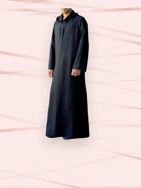 Мужская свободная халат-накидка с капюшоном, Черный - XXL