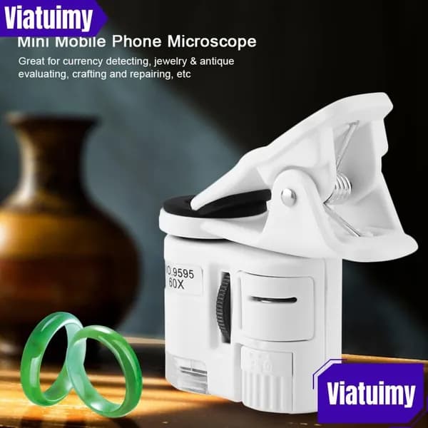 Мини микроскоп 9595W, 60X увеличение, компактный и легкий, для проверки подделок с UV детектором