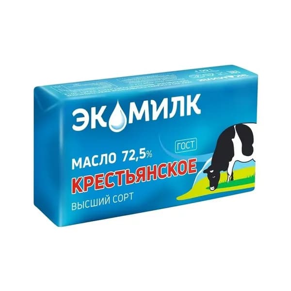Сливочное масло Экомилк Крестьянское 72,5% БЗМЖ 160 г